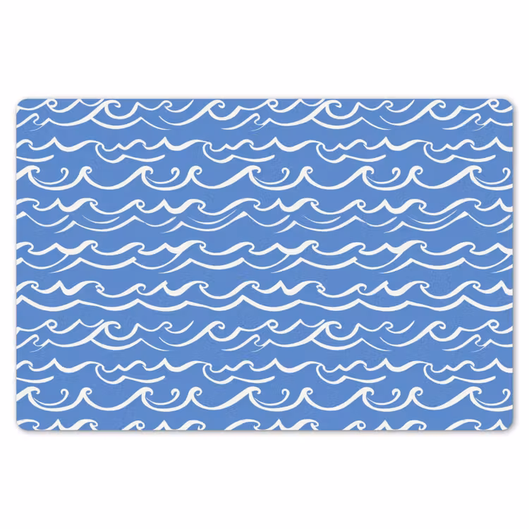 Blauw - Wit - Simpel - Getekend - Golven Placemat vinyl groot 368 -zzsfeer1_Kitchenyeah-website