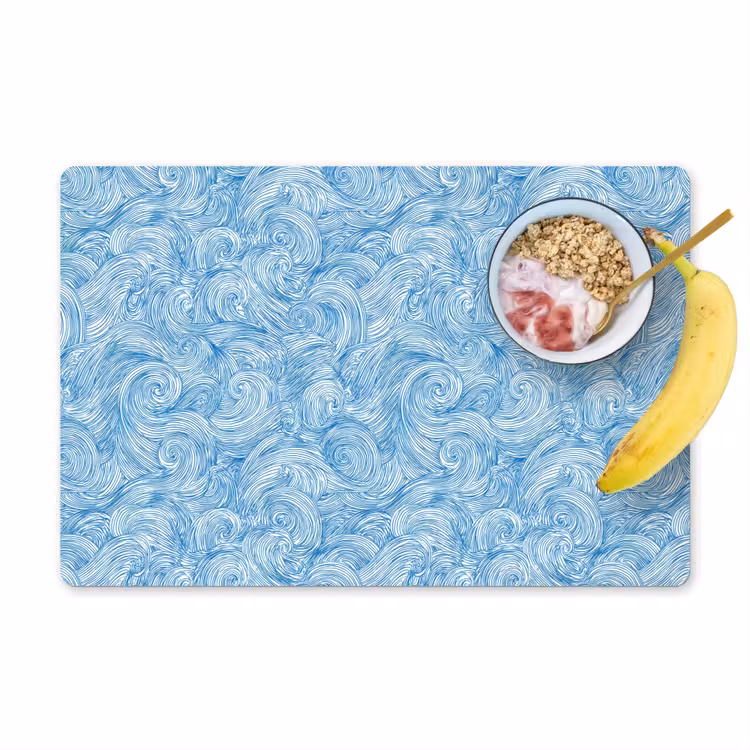 Blauw - Wit - Spiraal - Golven - Lijnen Placemat vinyl groot 368 -zzzproduct_Kitchenyeah-website