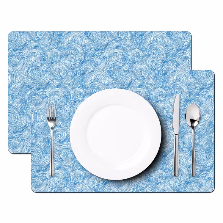 Blauw - Wit - Spiraal - Golven - Lijnen Placemat vinyl groot 368 -zzsfeer2_Kitchenyeah-website