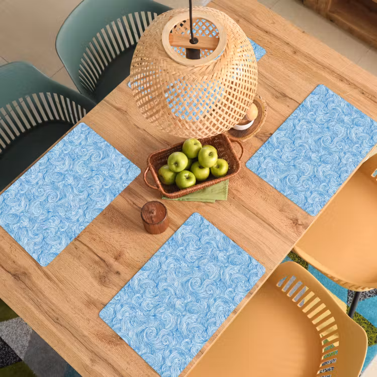 Blauw - Wit - Spiraal - Golven - Lijnen Placemat vinyl groot 368 -zzsfeer5_Kitchenyeah-website