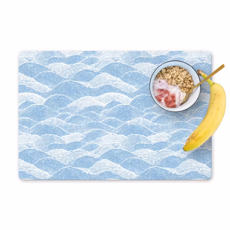 Blauw - Wit - Golven - Getekend Placemat vinyl groot 368 -zzzproduct_Kitchenyeah-website