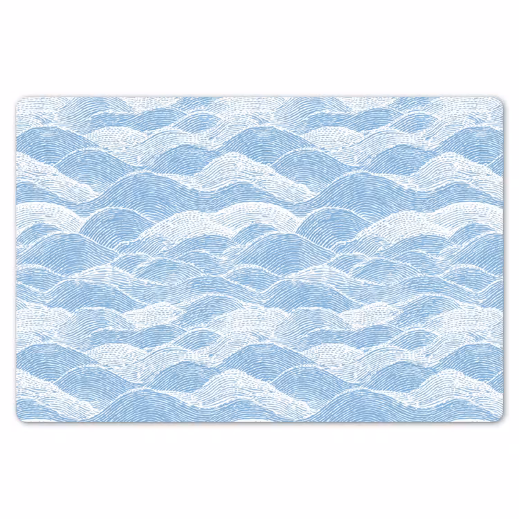 Blauw - Wit - Golven - Getekend Placemat vinyl groot 368 -zzsfeer1_Kitchenyeah-website