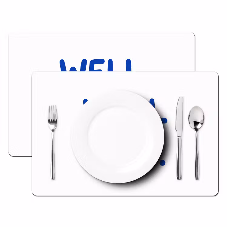 Blauw - Quote - Wit Placemat vinyl groot -zzsfeer2_Kitchenyeah-website