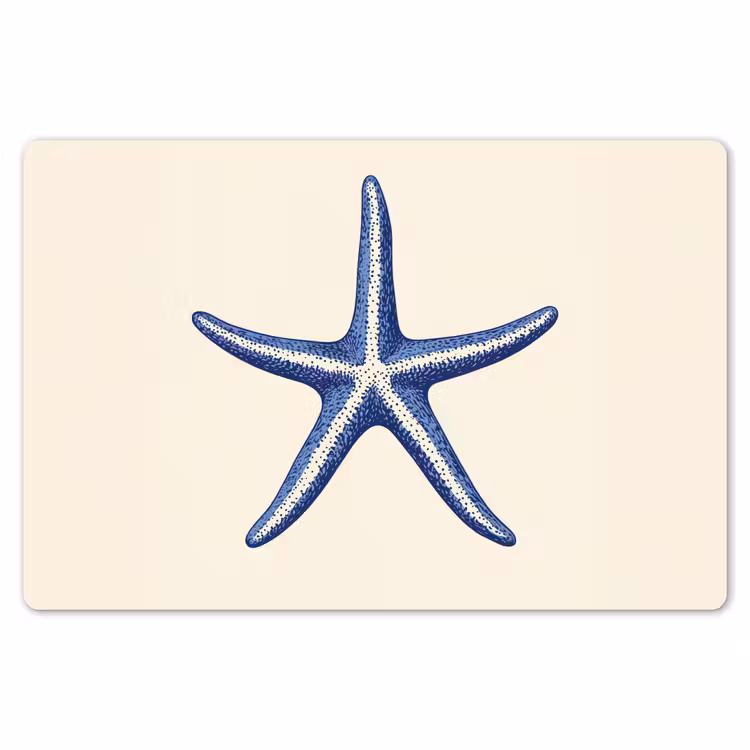 Blauwe zeester - Minimalistisch - Beige Placemat vinyl groot -zzsfeer1_Kitchenyeah-website