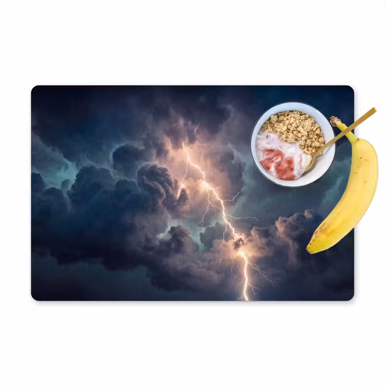 Bliksem - Storm - Natuur - Donker Placemat vinyl groot -zzzproduct_Kitchenyeah-website
