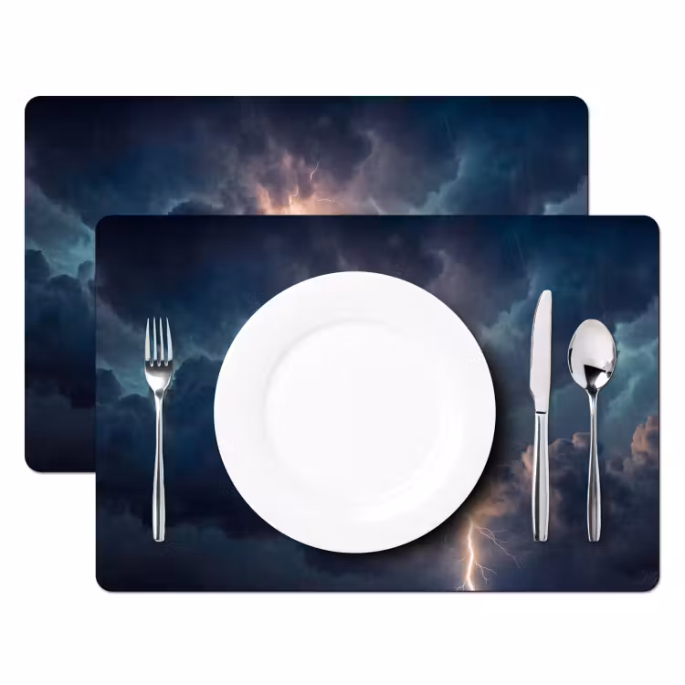 Bliksem - Storm - Natuur - Donker Placemat vinyl groot -zzsfeer2_Kitchenyeah-website