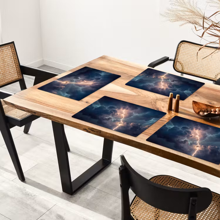 Bliksem - Storm - Natuur - Donker Placemat vinyl groot -zzsfeer4_Kitchenyeah-website