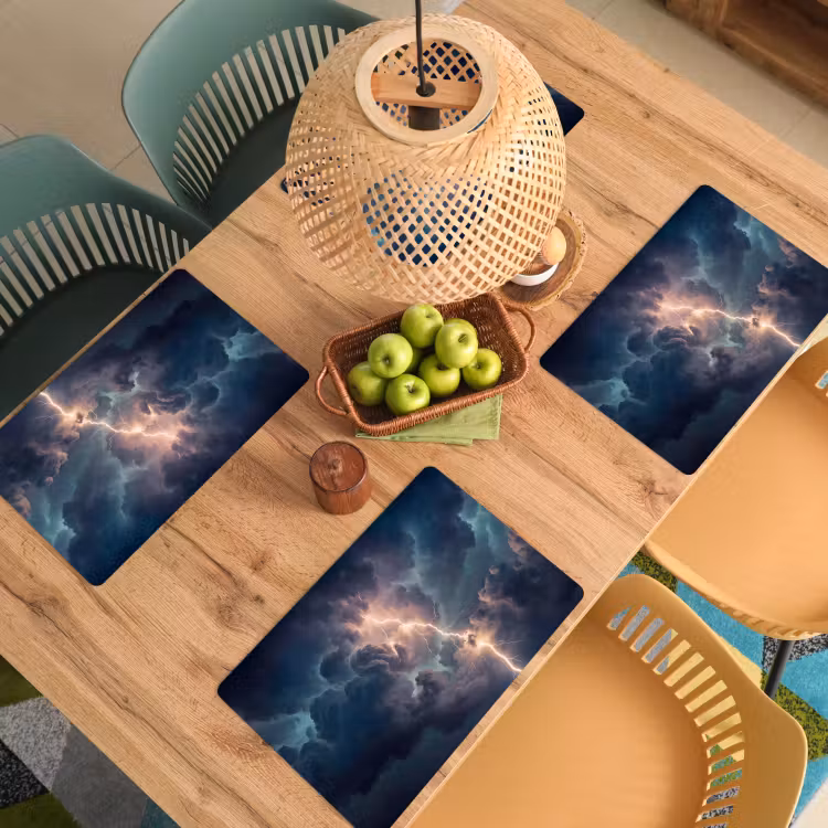 Bliksem - Storm - Natuur - Donker Placemat vinyl groot -zzsfeer5_Kitchenyeah-website
