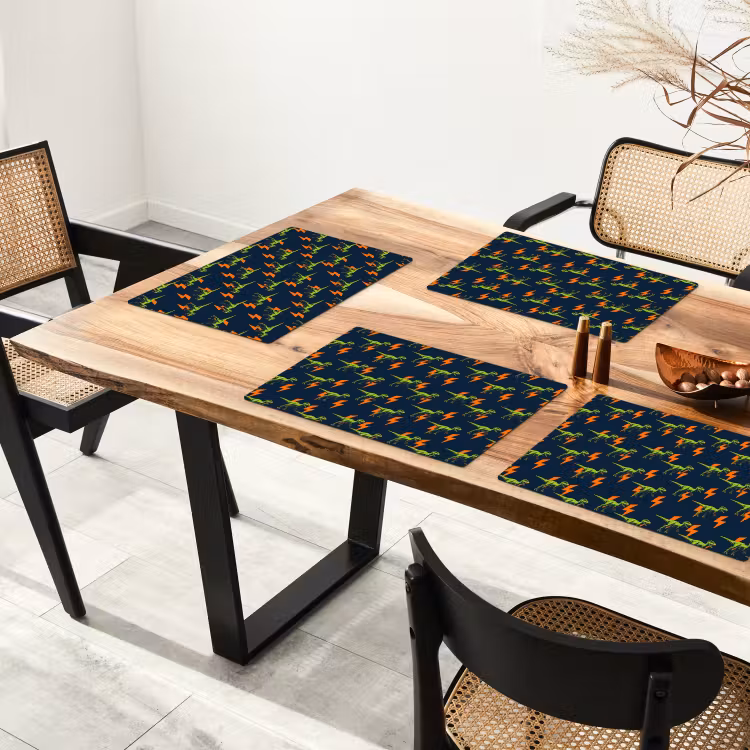 Bliksemschichten - Oranje - Dinosaurussen Placemat vinyl groot -zzsfeer4_Kitchenyeah-website