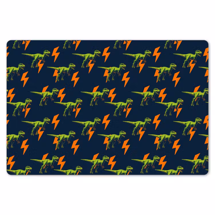 Bliksemschichten - Oranje - Dinosaurussen Placemat vinyl groot -zzsfeer1_Kitchenyeah-website
