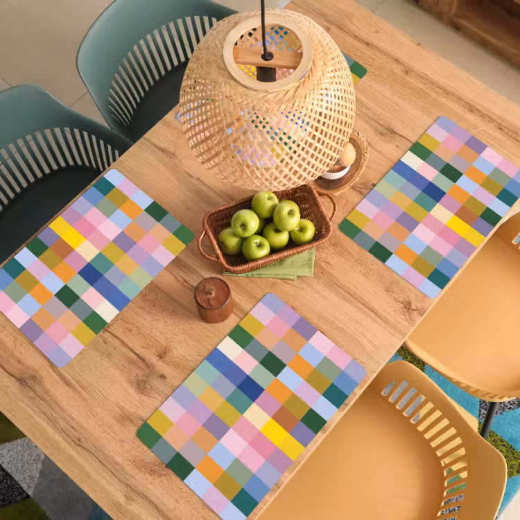 Blokken - Vierkant - Patroon - Gekleurd Placemat vinyl groot -zzsfeer5_Kitchenyeah-website