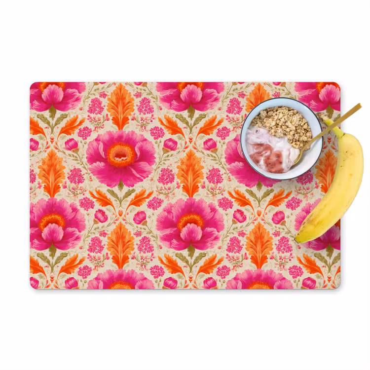 Bloemen - Barok - Roze - Oranje Placemat vinyl groot 368 -zzzproduct_Kitchenyeah-website