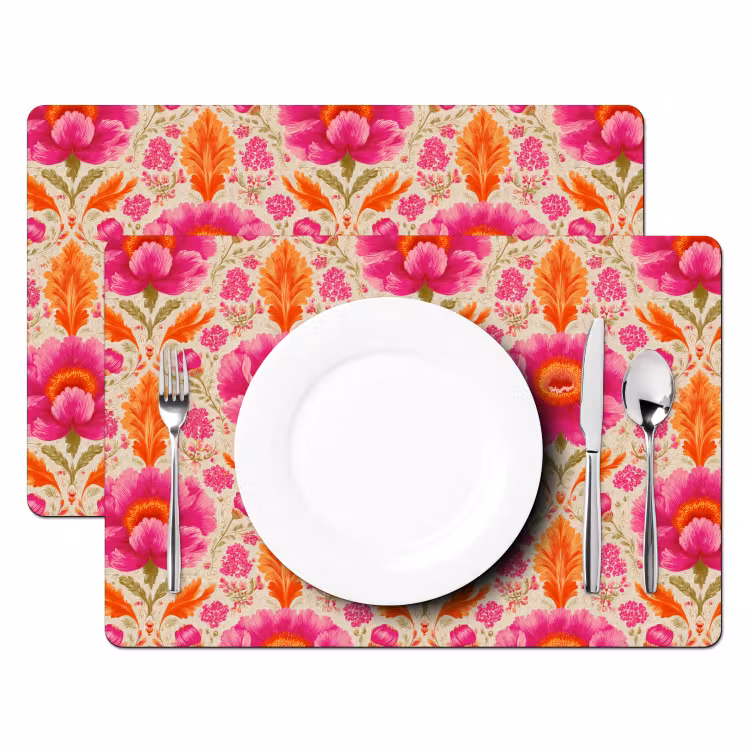 Bloemen - Barok - Roze - Oranje Placemat vinyl groot 368 -zzsfeer2_Kitchenyeah-website