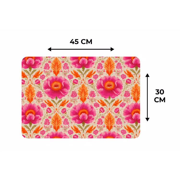 Bloemen - Barok - Roze - Oranje Placemat vinyl groot 368 -specs