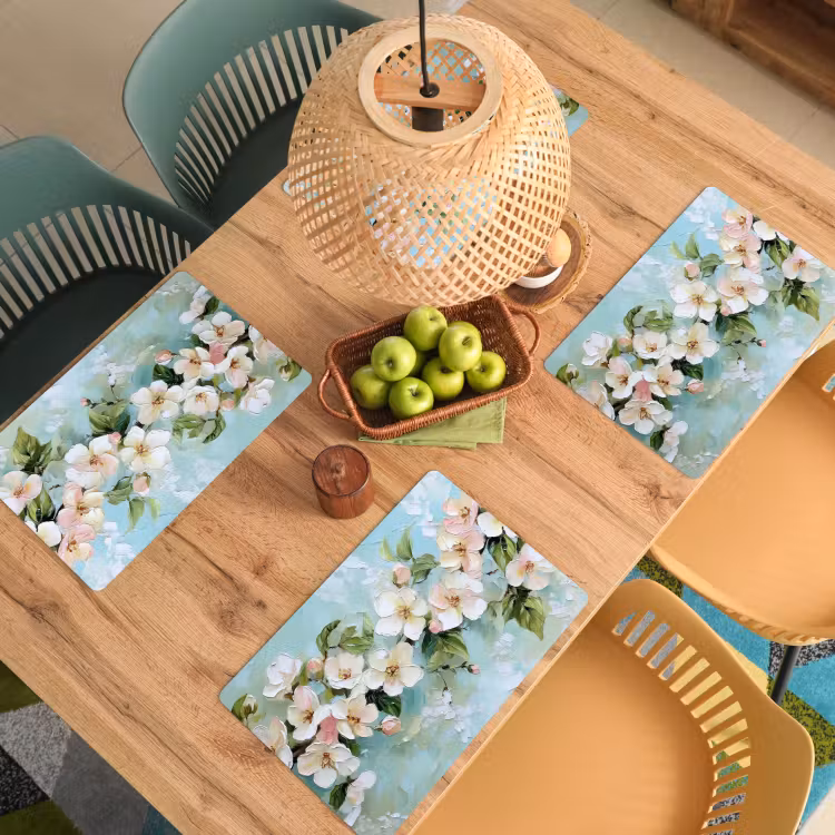 Bloesem - Bladeren - Lichtblauw Placemat vinyl groot -zzsfeer5_Kitchenyeah-website
