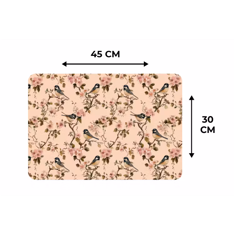 Bloesem - Koolmees - Roze Placemat vinyl groot 368 -specs