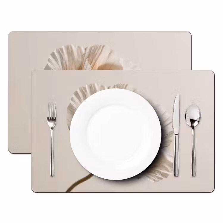Bloem - Beige - Crème Placemat vinyl groot -zzsfeer2_Kitchenyeah-website