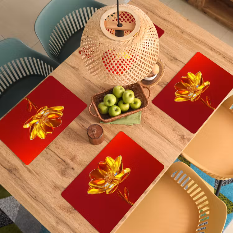 Bloem - Goud - Glazen Placemat vinyl groot -zzsfeer5_Kitchenyeah-website