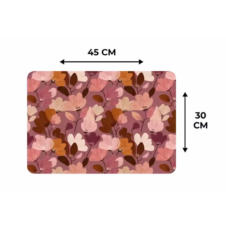 Bloem - Patroon - Roze Placemat vinyl groot 368 -specs