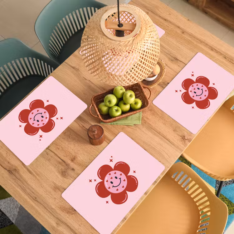 Bloem - Roze - Hartjes Placemat vinyl groot -zzsfeer5_Kitchenyeah-website