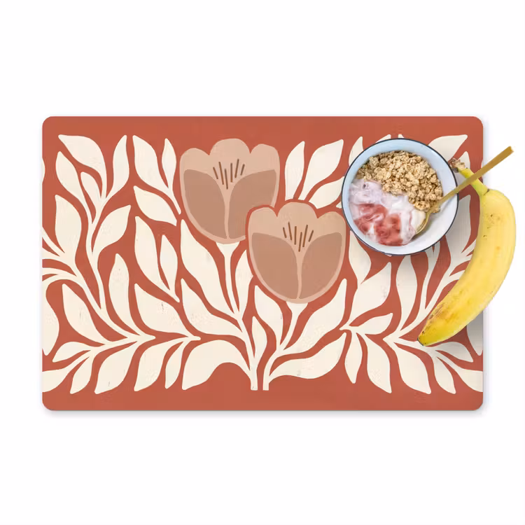 Bloemen - Abstract - Modern - Beige - Natuur Placemat vinyl groot -zzzproduct_Kitchenyeah-website