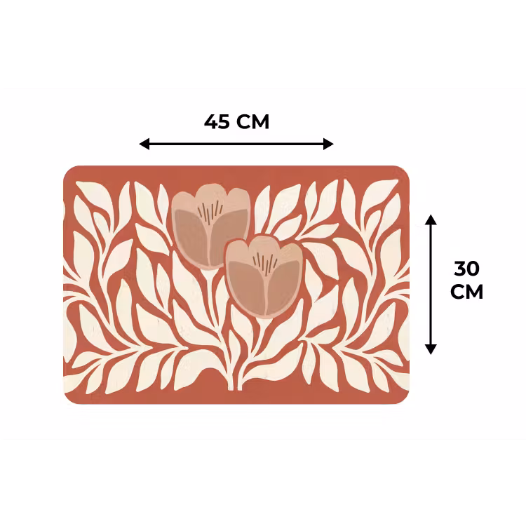 Bloemen - Abstract - Modern - Beige - Natuur Placemat vinyl groot -specs