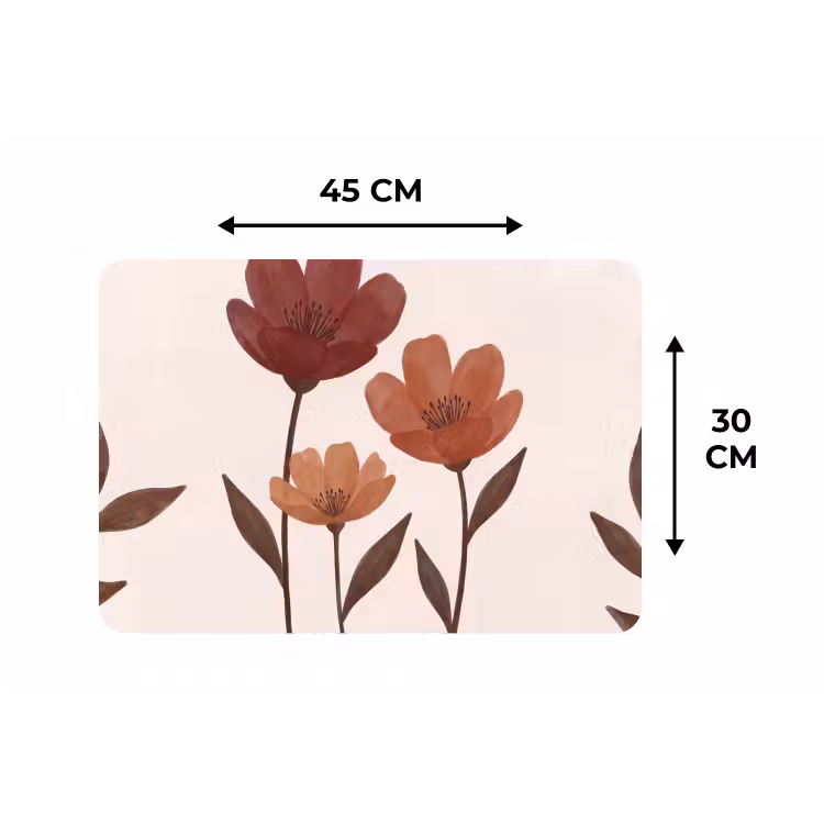 Bloemen - Abstract - Modern - Bruin - Decoratief Placemat vinyl groot -specs