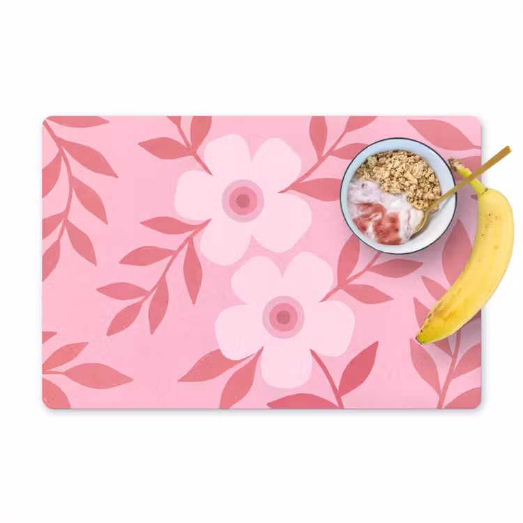 Bloemen - Abstract - Modern - Roze - Natuur Placemat vinyl groot -zzzproduct_Kitchenyeah-website