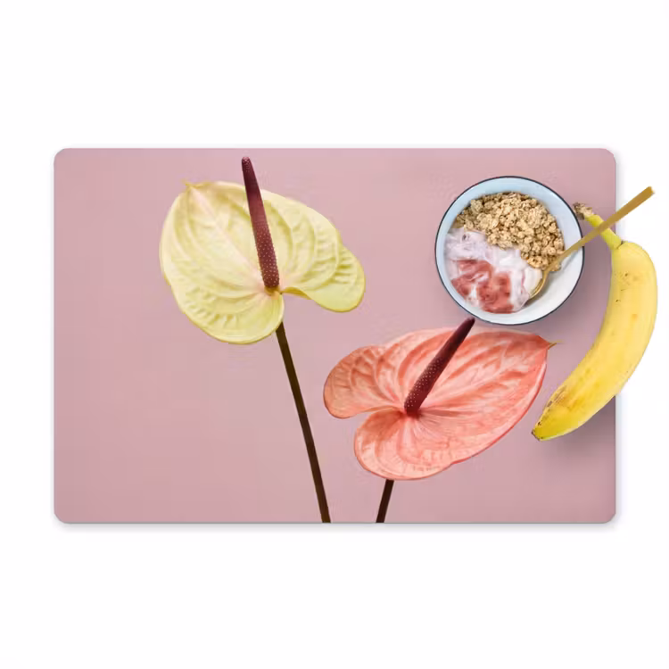 Bloemen - Anthuriums - Geel - Roze Placemat vinyl groot -zzzproduct_Kitchenyeah-website