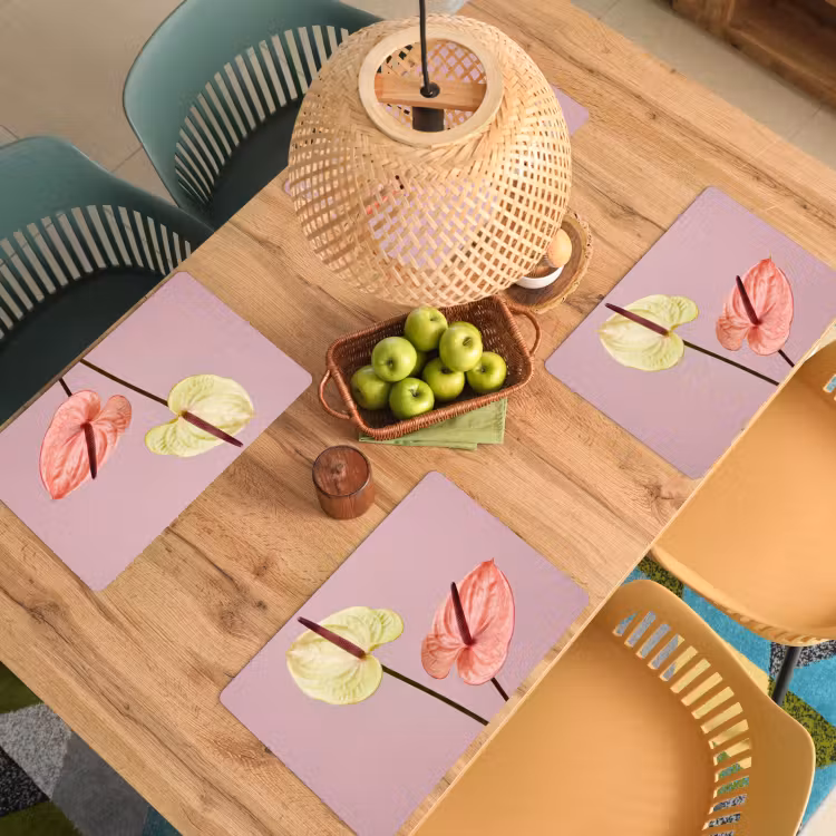 Bloemen - Anthuriums - Geel - Roze Placemat vinyl groot -zzsfeer5_Kitchenyeah-website