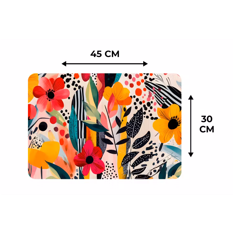 Bloemen - Bladeren - Abstract - Kleurrijk Placemat vinyl groot -specs