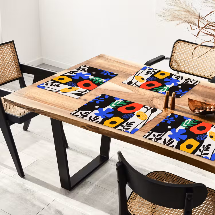 Bloemen - Bladeren - Abstract - Zwart Placemat vinyl groot -zzsfeer4_Kitchenyeah-website