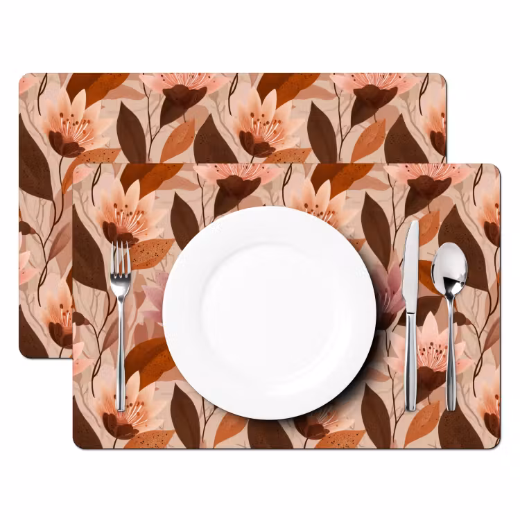 Bloemen - Bladeren - Bruin Placemat vinyl groot 368 -zzsfeer2_Kitchenyeah-website
