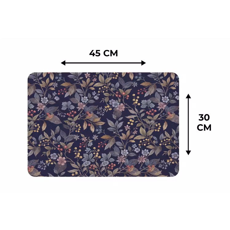 Bloemen - Bladeren - Patroon - Botanisch - Donkerblauw Placemat vinyl groot -specs
