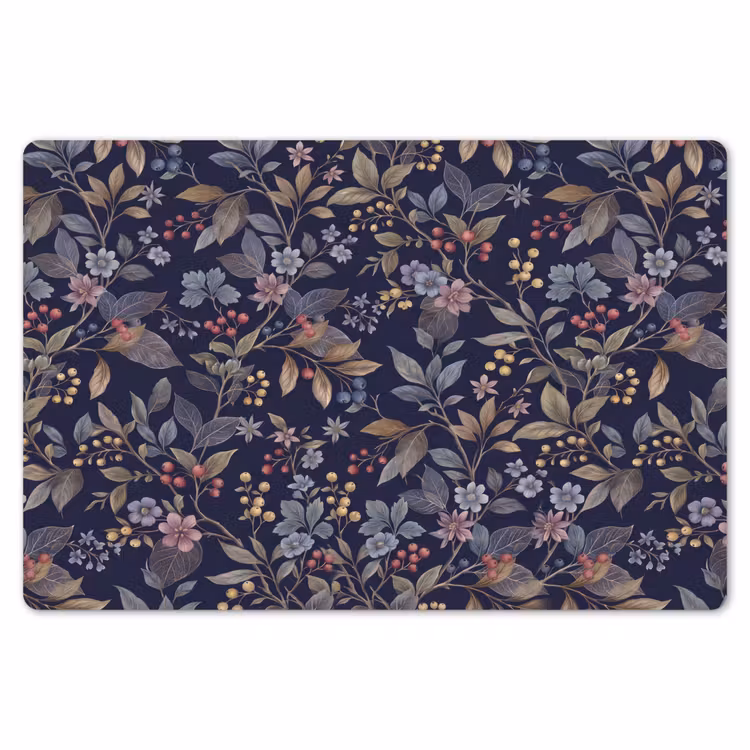 Bloemen - Bladeren - Patroon - Botanisch - Donkerblauw Placemat vinyl groot -zzsfeer1_Kitchenyeah-website