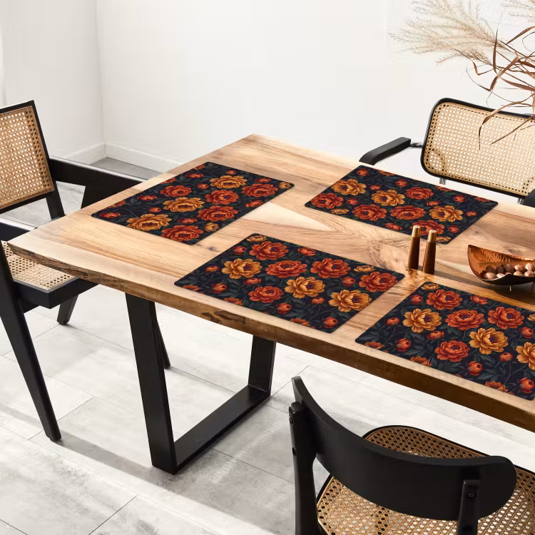 Bloemen - Bladeren - Natuur - Modern - Oranje Placemat vinyl groot -zzsfeer4_Kitchenyeah-website