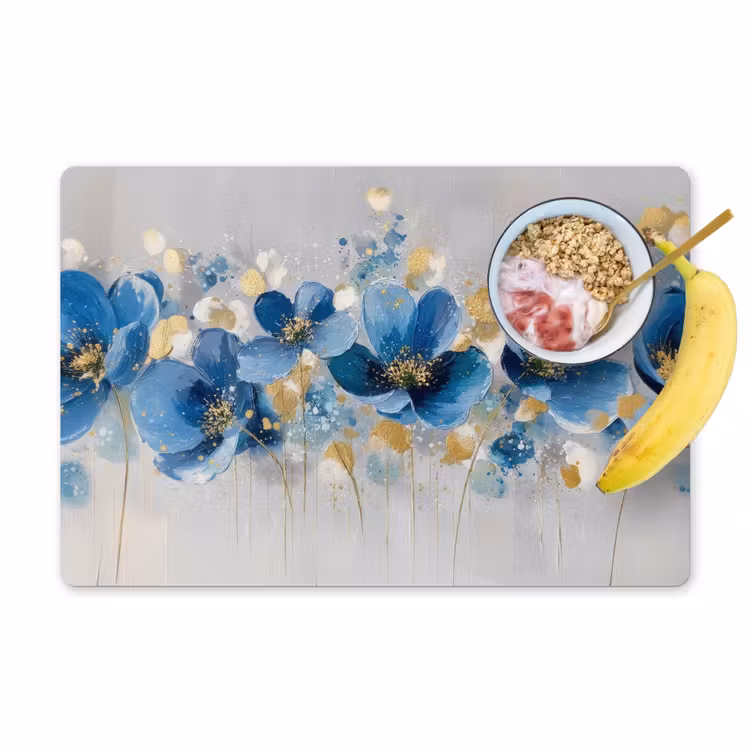 Bloemen - Blauw - Abstract Placemat vinyl groot -zzzproduct_Kitchenyeah-website