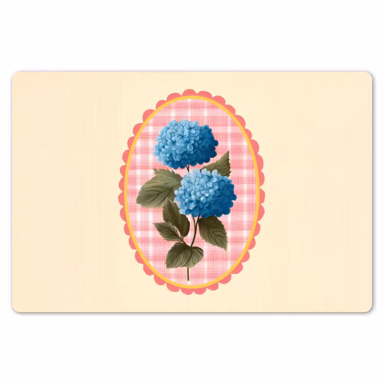 Bloemen - Blauw - Lijst - Bladeren Placemat vinyl groot -zzsfeer1_Kitchenyeah-website