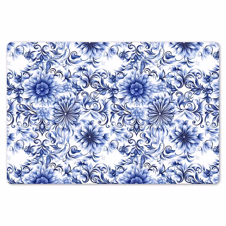 Bloemen - Blauw - Patroon - Wit Placemat vinyl groot 368 -zzsfeer1_Kitchenyeah-website