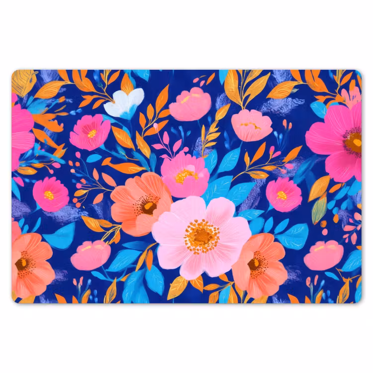 Bloemen - Blauw - Roze Placemat vinyl groot -zzsfeer1_Kitchenyeah-website