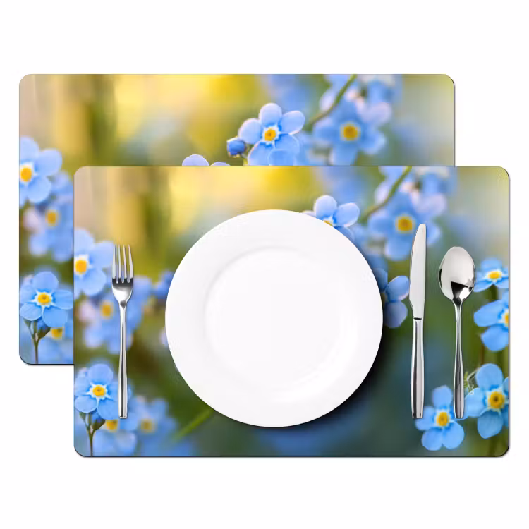 Bloemetjes - Blauw - Vergeet mij nietjes Placemat vinyl groot -zzsfeer2_Kitchenyeah-website