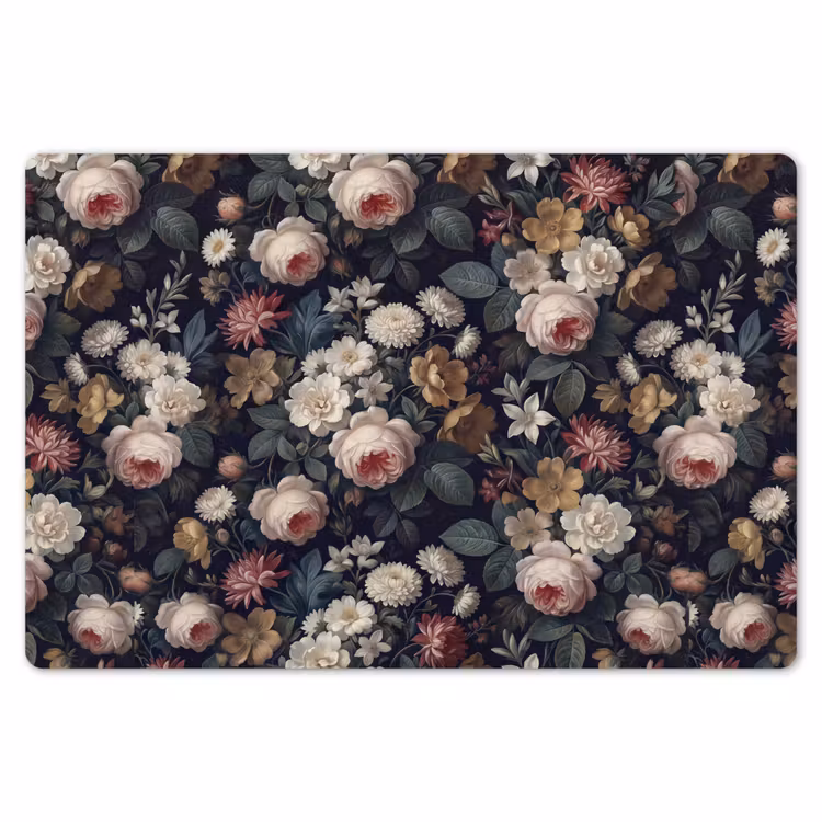 Bloemen - Boeket - Botanisch - Vintage - Donkere achtergrond Placemat vinyl groot -zzsfeer1_Kitchenyeah-website