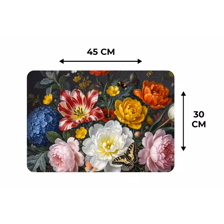Bloemen - Boeket - Klassiek - Kleurrijk - Natuur Placemat vinyl groot -specs