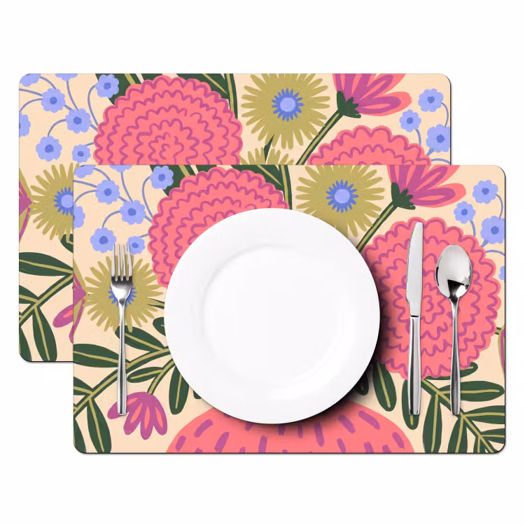 Bloemen - Boeket - Natuur - Abstract - Roze Placemat vinyl groot -zzsfeer2_Kitchenyeah-website