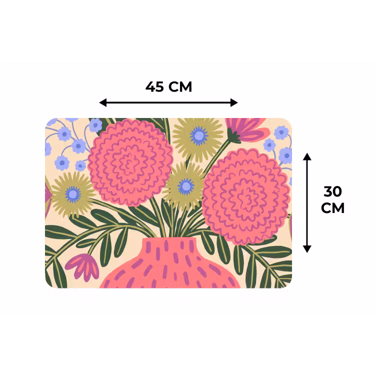 Bloemen - Boeket - Natuur - Abstract - Roze Placemat vinyl groot -specs