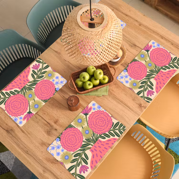 Bloemen - Boeket - Natuur - Abstract - Roze Placemat vinyl groot -zzsfeer5_Kitchenyeah-website