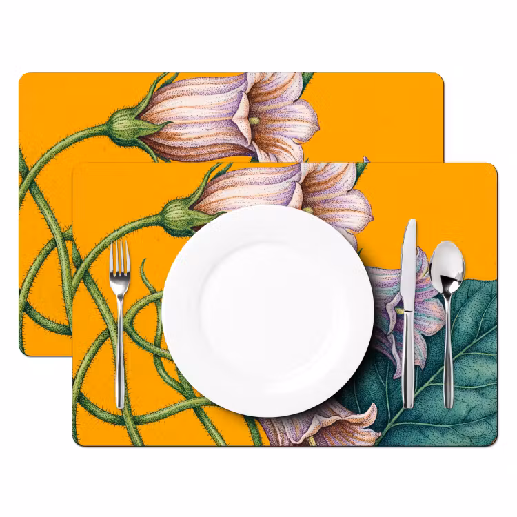 Tischset - 6 Stück - Blumen – Botanik – Gelb - Bloemen - Botanisch - Geel Placemat vinyl groot