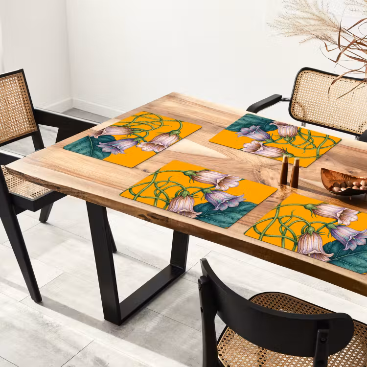 Tischset - 6 Stück - Blumen – Botanik – Gelb - Bloemen - Botanisch - Geel Placemat vinyl groot