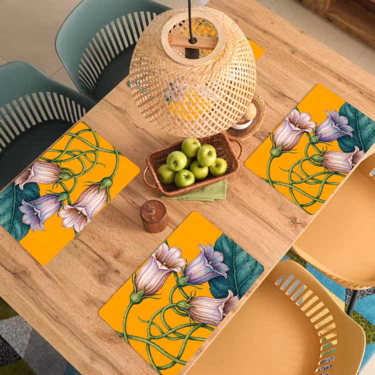 Tischset - 6 Stück - Blumen – Botanik – Gelb - Bloemen - Botanisch - Geel Placemat vinyl groot