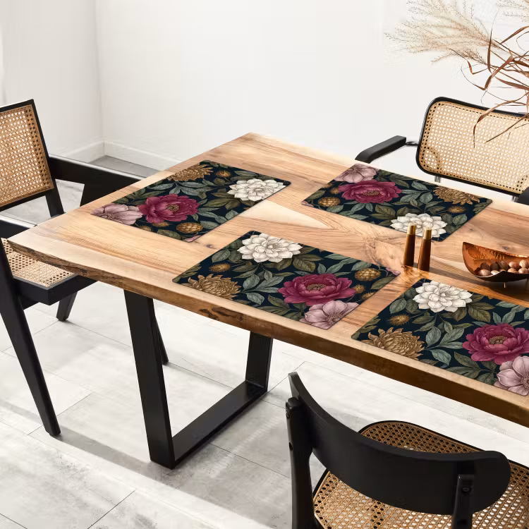 Bloemen - Botanisch - Illustratie - Donker - Vintage Placemat vinyl groot -zzsfeer4_Kitchenyeah-website